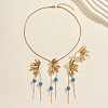 Stainless Steel & Plastic Imitation Pearl Flower Tassels Earrings & Necklaces & Rings Sets for Women DQ9834-1-1