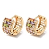 Brass with Colorful Cubic Zirconia Hoop Earrings EJEW-B035-27KCG-1