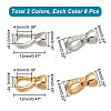 16Pcs 2 Colors Brass Micro Pave Clear Cubic Zirconia Fold Over Clasps KK-DC0001-66-2