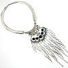 Bohemian Alloy Resin Leaf Tassel Pendant Choker Necklaces for Women WG038CD-02-1