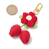 Handmade Crochet Cotton Cherry Flower Hanging Ornaments HJEW-JM02667-03-3