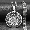 304 Stainless Steel Lunar Lotus Talisman Pendant Necklaces NJEW-S007-21P-1