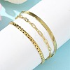 304 Stainless Steel Herringbone & Cable & Half Round Link Chain Bracelets BJEW-U019-04G-03-3
