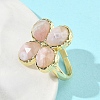 Natural Cherry Blossom Agate Faceted Adjustable Finger Rings for Women RJEW-A092-01G-14-3