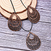 Wood & Wax Cord Pendant Necklaces & Hoop Earrings Sets FS-WG8CCFA-02-1