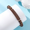 Natural Sandalwood Curved Tube Round Beaded Stretch Bracelets BJEW-TA00725-1