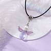 Angel Glass Sead Beaded Wing Pendant Necklaces NJEW-MZ00090-03-1