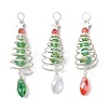 3Pcs 3 Colors Christmas Theme Copper Wired Glass Big Pendants PALLOY-JF02857-1