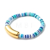 Handmade Polymer Clay Beaded Stretch Bracelets BJEW-JB07780-4