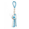 Flat Round with Evil Eye Resin Pendant Decorations EVIL-PW0002-12D-08-1
