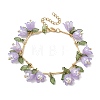 Flower Leaf Shell Pearl & Acrylic Charm Bracelets BJEW-TA00535-01-1