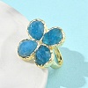 Natural Apatite Faceted Adjustable Finger Rings for Women RJEW-A092-01G-08-3
