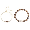 2Pcs 2 Styles Natural Tiger Eye Beaded Bracelets BJEW-JB13009-01-5