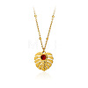304 Stainless Steel Glass Leaf Pendant Satellite Chain Necklaces for Women WG6ADB0-02-3