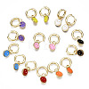 Brass Enamel Huggie Hoop Earrings EJEW-T014-37G-NF-2