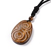 Adjustable Natural Mixed Gemstone Teardrop with Spiral Pendant Necklace with Nylon Cord for Women NJEW-L171-04-4