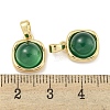 Dyed Natural Green Agate & Brass Square Charms KK-Q820-32G-3