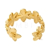 Rack Plating Brass Flower Open Cuff Rings for Women RJEW-S242-01G-A-3