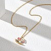 304 Stainless Steel Enamel Rocking Horse Pendant Necklaces for Women NJEW-T022-01B-1