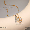 304 Stainless Steel Pave Clear Cubic Zirconia & Natural White Shell Pendant Necklaces for Women WG91666-05-1