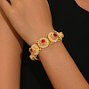 Elegant Crown Alloy Pave Red Cubic Zirconia Flat Round Link Chain Bracelets for Women WQ4062-3