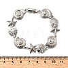 Summer Beach Brass Micro Pave Clear Cubic Zirconia Starfish & Shell Shape Link Chain Bracelets LS-BJEW-C118-02A-P-6