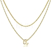 Brass Double Layer Small Letter Pendant Necklaces for Women WG025FC-05-3