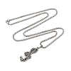 201 Stainless Steel Enamel Musical Note Pendant Box Chain Necklaces NJEW-M076-01P-01-2