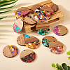 16Pcs 8 Colors Transparent Resin & Walnut Wood Pendants RESI-TA0002-10-6