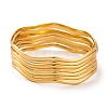 7Pcs PVD Vacuum Plating 304 Stainless Steel Wave Bangles Set for Women BJEW-A011-10A-G-1