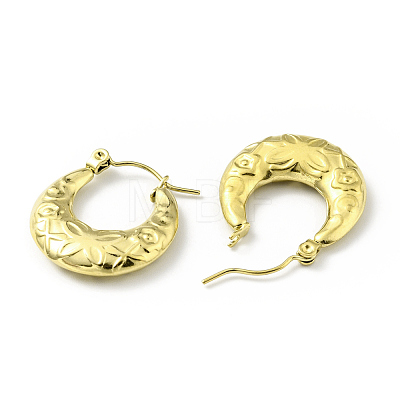 Ion Plating(IP) 304 Stainless Steel Crescent Moon with Butterfly Hoop Earrings for Women EJEW-G293-15G-1