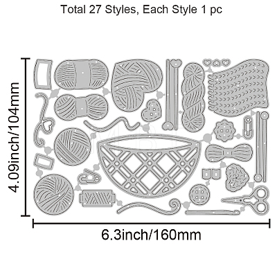 Knit Theme Carbon Steel Cutting Dies Stencils DIY-WH0309-1918-1