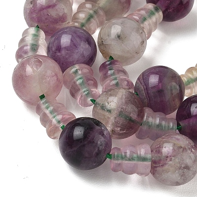 Natural Fluorite 3-Hole Guru Beads Strands G-H064-E10-01-1