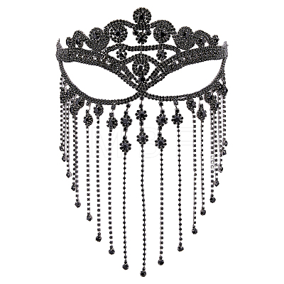 1Pc Alloy Rhinestone Tassel Masquerade Masks AJEW-FH0009-04B-1