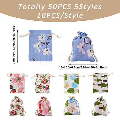 Kissitty 50Pcs 5 Styles Cloth Packing Pouches ABAG-KS0001-04-1