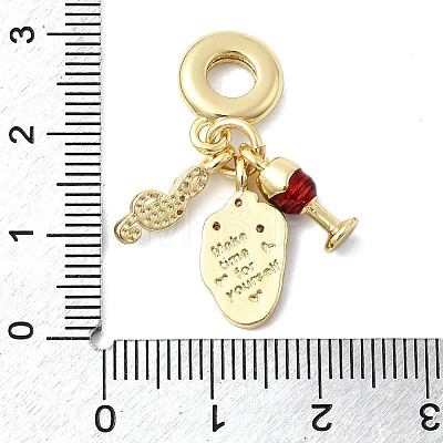 Brass Dark Red and Pink Enamel Goblet Woman Musical Note European Dangle Charms KK-C137-18G-1
