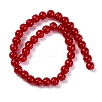 Imitation Jade Glass Round Beads Strands GLAA-A016-01F-1