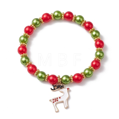 ABS Plastic Imitation Pearl  Stretch Bracelets BJEW-JB10941-1