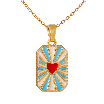 304 Stainless Steel Enamel Heart Dog Tag Pendant Necklaces WG4B66F-02-1