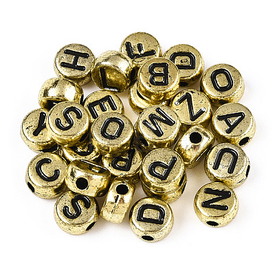 Plated Acrylic Horizontal Hole Letter Beads PACR-Q099-M03-G-1