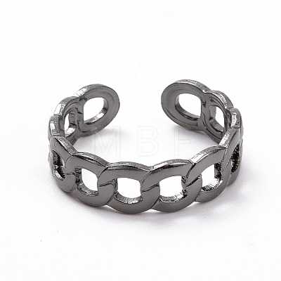 Curb Chain Shape & Wire Wrap Cuff Rings Set RJEW-D116-05B-1