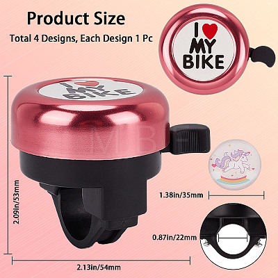 I Love My Bike Alloy Bicycle Bells FIND-WH0117-97A-1