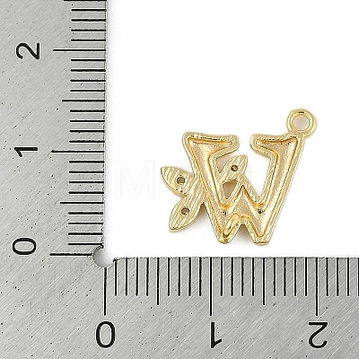 Brass Crystal Rhinestone Letter Links Connector Charms KK-S395-06G-W-1