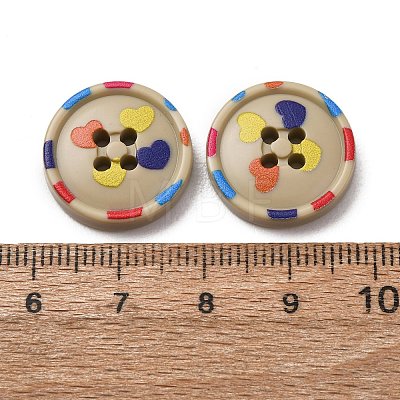 4-Hole Printed Opaque Resin Buttons RE-CBAB147-19-1
