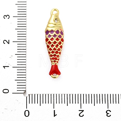 Brass Enamel Fish Connector Charms KK-H527-11G-03-1