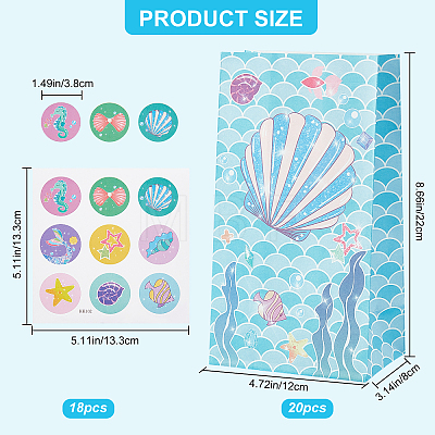 12Pcs 4 Styles Ocean Themed Paper Bags AJEW-WH0283-19-1
