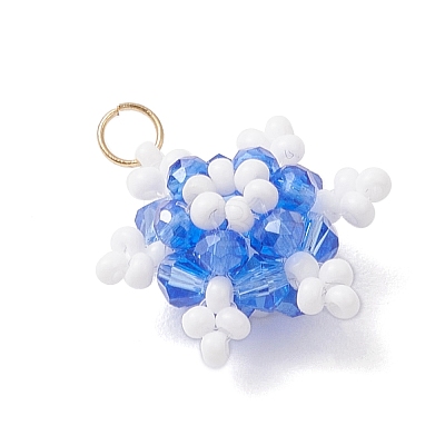 Glass Seed Beaded Snowflake Pendants PALLOY-MZ00815-04-1