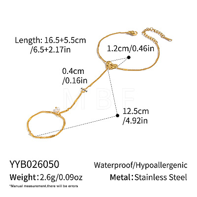 304 Stainless Steel Bowknot Hand Chain Ring Bracelets for Women OJ9238-1