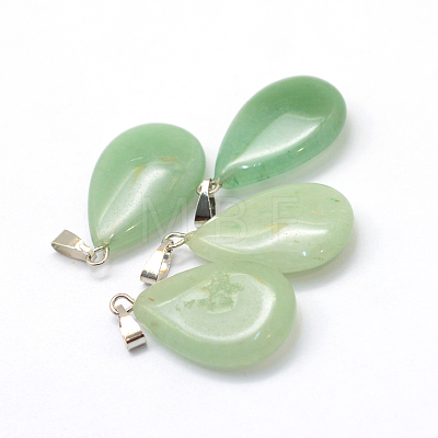 Teardrop Natural Green Aventurine Pendants G-Q368-24-1