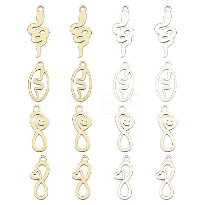 16Pcs 8 Style Ion Plating(IP) 304 Stainless Steel Charms STAS-CA0002-10-1